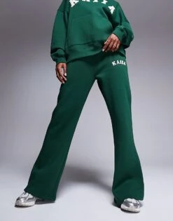 Kaiia Wide Leg Joggers Co-ord In Forest Green For Women -Kaiia Online Shop 207280167 3