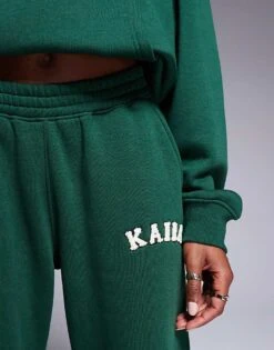 Kaiia Wide Leg Joggers Co-ord In Forest Green For Women -Kaiia Online Shop 207280167 4