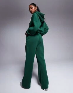 Kaiia Wide Leg Joggers Co-ord In Forest Green For Women -Kaiia Online Shop 207280167 5