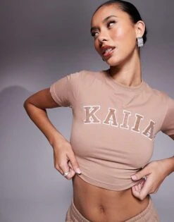 Kaiia Embroidered Logo Baby Tee, Hoodie, And Wide Leg Joggers Co-ord In Espresso 11 Kaiia Embroidered Logo Baby Tee, Hoodie, And Wide Leg Joggers Co-ord In Espresso -Kaiia Online Shop 207280266 1 espresso 1