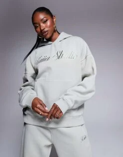 Kaiia Studio Logo Oversized Hoodie And Wide Leg Joggers Co-ord In Matcha Green 9 Kaiia Studio Logo Oversized Hoodie And Wide Leg Joggers Co-ord In Matcha Green -Kaiia Online Shop 207280306 1 matcha 1