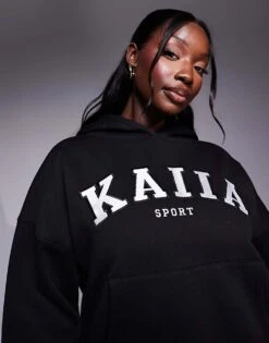 Kaiia Plus Logo Oversized Hoodie In Black For Women -Kaiia Online Shop 207285659 1 black 1