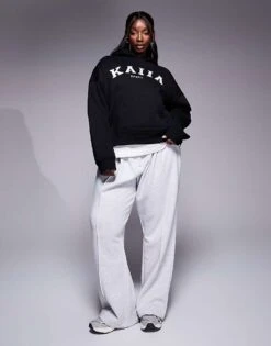 Kaiia Plus Logo Oversized Hoodie In Black For Women -Kaiia Online Shop 207285659 4