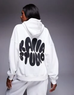 Kaiia Studio Oversized Bubble Back Print Hoodie And Wide Leg Joggers Co-ord In Cream And Black 8 Kaiia Studio Oversized Bubble Back Print Hoodie And Wide Leg Joggers Co-ord In Cream And Black -Kaiia Online Shop 207369224 1 cream