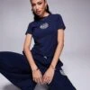 Kaiia Studio High Neck Baby Tee Co-ord In Navy For Women Navy White -Kaiia Online Shop 207369283 1 navywhite