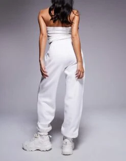 Kaiia Studio Petite Cuffed Wavy Logo Joggers In Cream And Black For Women -Kaiia Online Shop 207369403 2