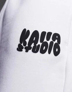 Kaiia Studio Petite Cuffed Wavy Logo Joggers In Cream And Black For Women -Kaiia Online Shop 207369403 3