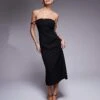Kaiia Exclusive Bardot Buckle Detail Bodycon Midi Dress In Black For Women -Kaiia Online Shop 207370296 1 black