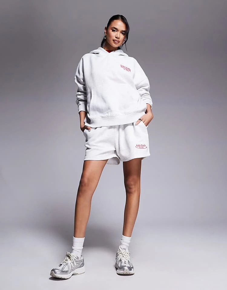 Kaiia Studio Running Club Longsleeve Top, Hoodie And Shorts Co-ord In Red 3 Kaiia Studio Running Club Longsleeve Top, Hoodie And Shorts Co-ord In Red