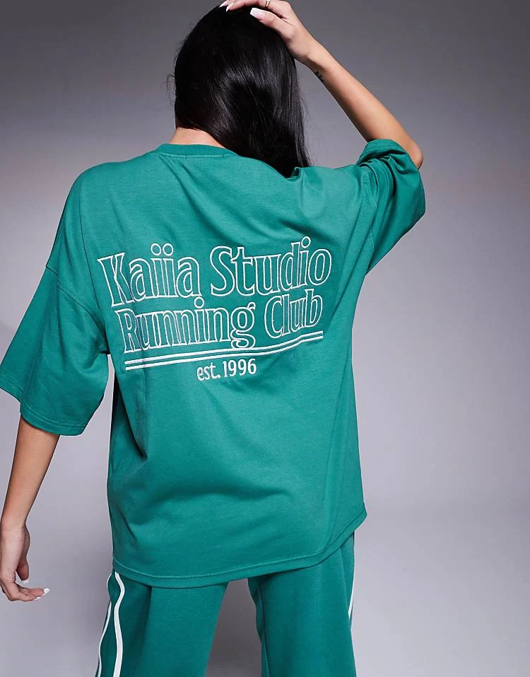 Kaiia Studio Running Club T-shirt, Hoodie And Joggers In Green And Cream 4 Kaiia Studio Running Club T-shirt, Hoodie And Joggers In Green And Cream - Image 2
