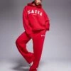 Kaiia Sport Hoodie, Longline Baby Tee And Wide Leg Jogger Co-ord In Red 1 Kaiia Sport Hoodie, Longline Baby Tee And Wide Leg Jogger Co-ord In Red -Kaiia Online Shop 207489796 4