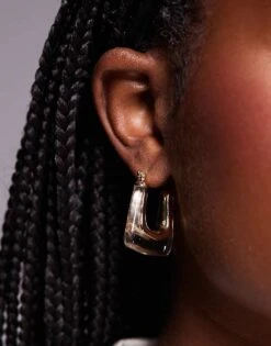 Kaiia Square Drop Earrings In Gold And Clear For Women -Kaiia Online Shop 207492904 3