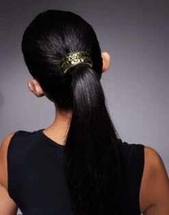 Kaiia Hammered Metal Hair Tie In Gold For Women Hammered Gold -Kaiia Online Shop 207492907 3