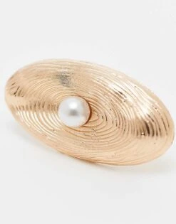 Kaiia Oval Ring With Pearl Detail In Gold For Women -Kaiia Online Shop 207492919 3