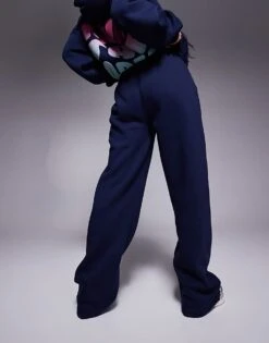 Kaiia Logo Wide Leg Jogger Co-ord In Navy For Women -Kaiia Online Shop 207506125 3