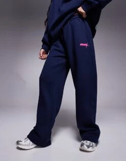 Kaiia Logo Wide Leg Jogger Co-ord In Navy For Women -Kaiia Online Shop 207506125 5