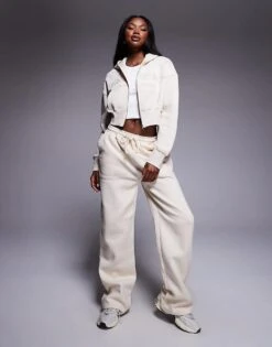 Kaiia Embroidered Hoodie Co-ord In Cream