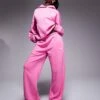 Kaiia Logo Wide Leg Jogger Co-ord In Pink For Women -Kaiia Online Shop 207506205 1 pink