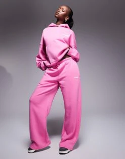 Kaiia Logo Wide Leg Jogger Co-ord In Pink For Women