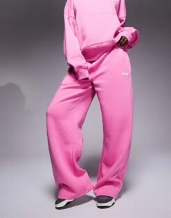 Kaiia Logo Wide Leg Jogger Co-ord In Pink For Women -Kaiia Online Shop 207506205 3