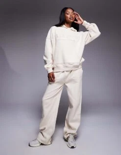 Kaiia Sport Embroidered Logo Baby Tee, Hoodie And Jogger Co-ord In Buttercream