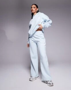 Kaiia Wavy Back Print Logo Hoodie And Wide Leg Joggers Co-ord In Mint -Kaiia Online Shop 207506335 1 mint