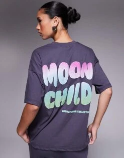 Kaiia Wavy Back Print Oversized T-shirt, Hoodie And Jogger Co-ord In Charcoal 10 Kaiia Wavy Back Print Oversized T-shirt, Hoodie And Jogger Co-ord In Charcoal -Kaiia Online Shop 207506407 1 charcoal