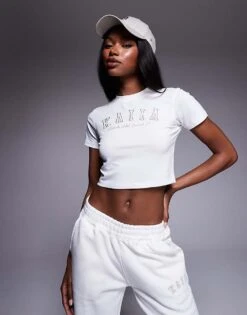 Kaiia Embroidered Logo Baby Tee, Hoodie, And Joggers Co-ord In White And Sand 10 Kaiia Embroidered Logo Baby Tee, Hoodie, And Joggers Co-ord In White And Sand -Kaiia Online Shop 207506477 1 whiteandsand