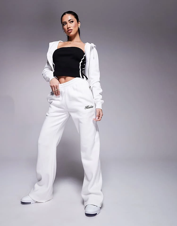 Kaiia Angel Number Cropped Zip Up Hoodie And Joggers Co-ord In Cream 4 Kaiia Angel Number Cropped Zip Up Hoodie And Joggers Co-ord In Cream - Image 2