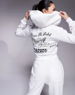 Kaiia Angel Number Cropped Zip Up Hoodie And Joggers Co-ord In Cream 8 Kaiia Angel Number Cropped Zip Up Hoodie And Joggers Co-ord In Cream -Kaiia Online Shop 207516973 1 cream