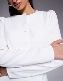 Kaiia Exclusive Tailored Long Sleeve Button Through Maxi Dress In White For Women -Kaiia Online Shop 207573031 3