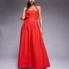 Kaiia Exclusive Poplin Square Neck Halter Maxi Dress In Red For Women -Kaiia Online Shop 207573061 1 red
