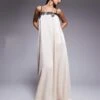 Kaiia Exclusive Contrast Lace Detail Cami Trapeze Satin Maxi Dress In Cream For Women -Kaiia Online Shop 207573198 1 cream