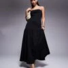 Kaiia Exclusive Bandeau Dropped Waist Maxi Dress In Black For Women -Kaiia Online Shop 207573456 1 black
