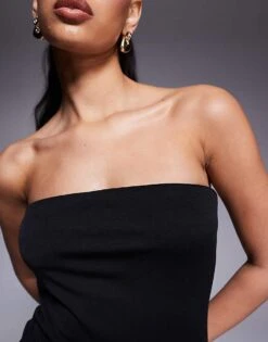 Kaiia Exclusive Bandeau Dropped Waist Maxi Dress In Black For Women -Kaiia Online Shop 207573456 4
