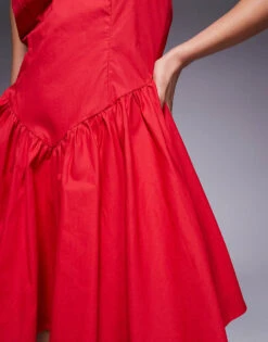 Kaiia Exclusive Halterneck Low Back Dropped V Waist Mini Dress In Red For Women -Kaiia Online Shop 207573466 4