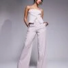 Kaiia Exclusive Tailored Bandeau Split Front Top And Wide Leg Trousers Co-ord In Grey -Kaiia Online Shop 207588623 3