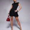 Kaiia Exclusive Ponte Puff Ball Cap Sleeve Mini Dress In Black For Women -Kaiia Online Shop 207588683 1 black