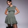 Kaiia Exclusive Ponte Puff Ball Cap Sleeve Mini Dress In Khaki For Women -Kaiia Online Shop 207588702 1 khaki