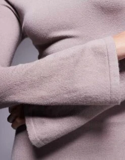 Kaiia Fine Knit Bodycon Flare Sleeve Maxi Dress In Grey For Women -Kaiia Online Shop 207611404 4