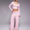 Kaiia Exclusive Scoop Bow Neck Pj Top And Bottoms Co-ord In Pink Bow Print -Kaiia Online Shop 207625927 2