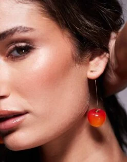 Kaiia Cherry Dangle Earrings In Red And Gold For Women Red/gold