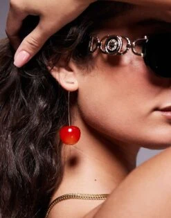 Kaiia Cherry Dangle Earrings In Red And Gold For Women Red/gold -Kaiia Online Shop 207678448 3