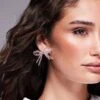 Kaiia Beaded Double Bow Earrings In Pink For Women -Kaiia Online Shop 207678463 1 pink