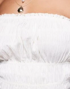 Kaiia Shirred Bandeau Top In Cream For Women -Kaiia Online Shop 207678488 3