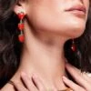Kaiia Strawberry Charm Drop Earrings In Red And Gold For Women -Kaiia Online Shop 207678508 1 red