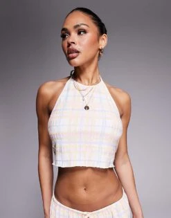 Kaiia Halterneck Crop Top And Maxi Skirt Co-ord In Multicolour Check -Kaiia Online Shop 207678517 1 multicolourcheck