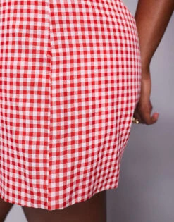 Kaiia Tailored Shorts In Red Gingham For Women -Kaiia Online Shop 207685298 4