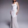 Kaiia Broderie Tie Bust Detail Asymmetric Sheer Hem Maxi Dress In White For Women -Kaiia Online Shop 207685407 1 white