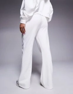 Kaiia Embroidered Logo Wide Leg Jogger Co-ord In White For Women -Kaiia Online Shop 207685629 4